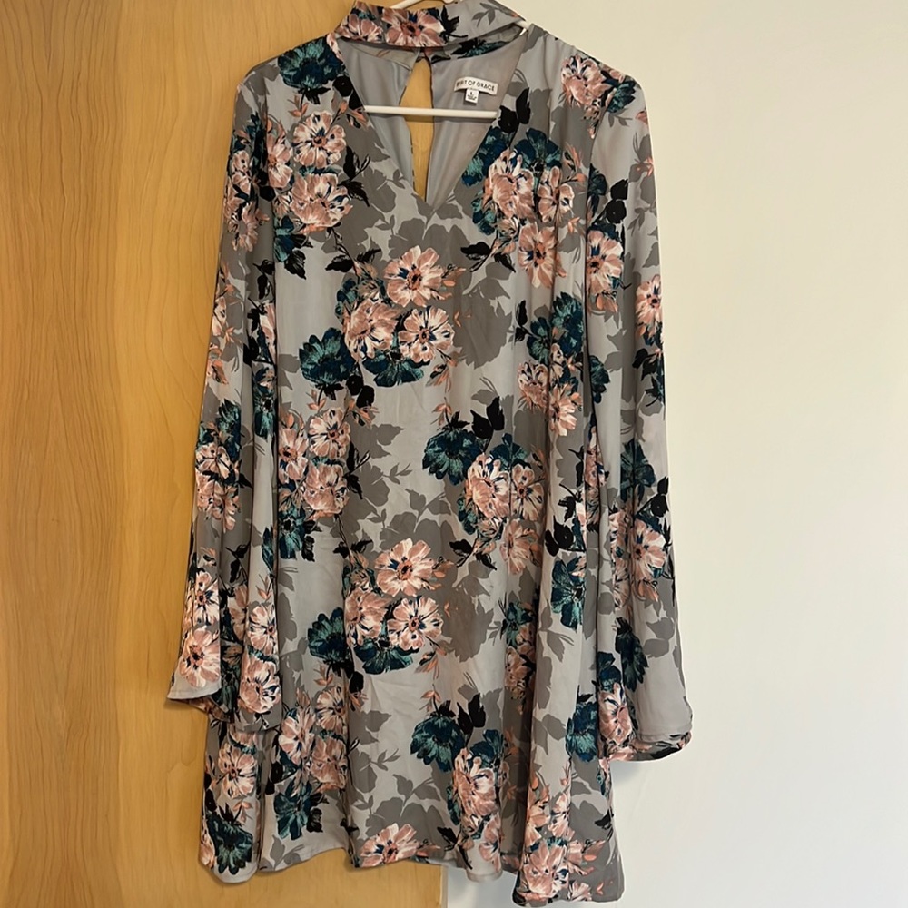 Grey Floral Dress